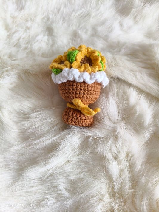 Handmade Sunflower Crochet Bouquet β Tiny Forever Gift for Home Decor
