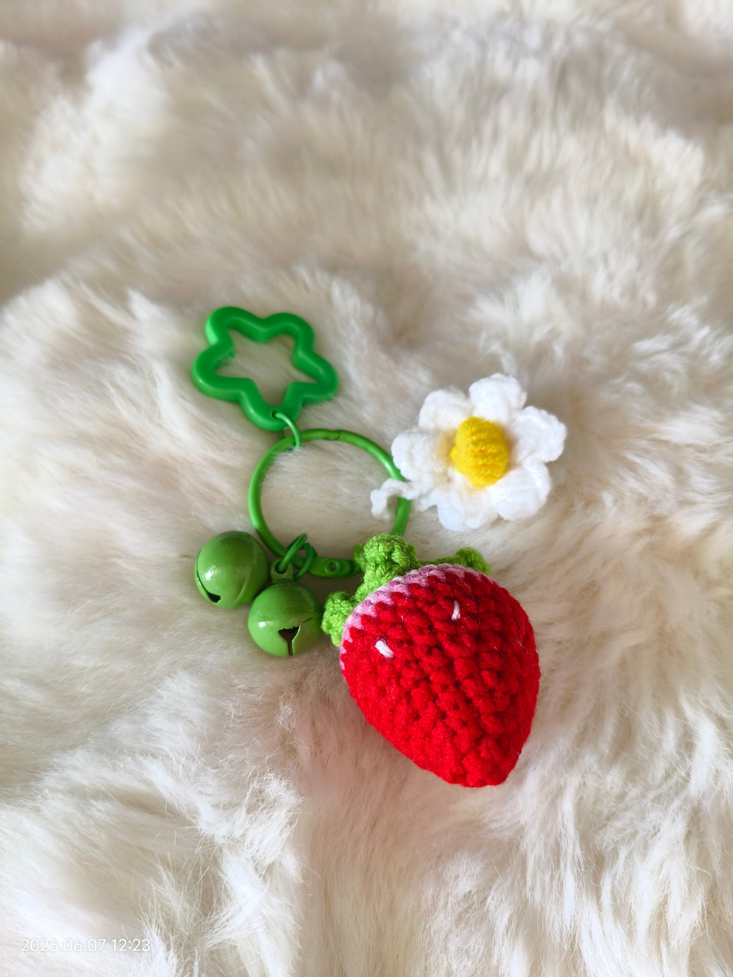 Crochet Strawberry Pendant | Handmade Fruit Charm for Bag, Keychain or Phone
