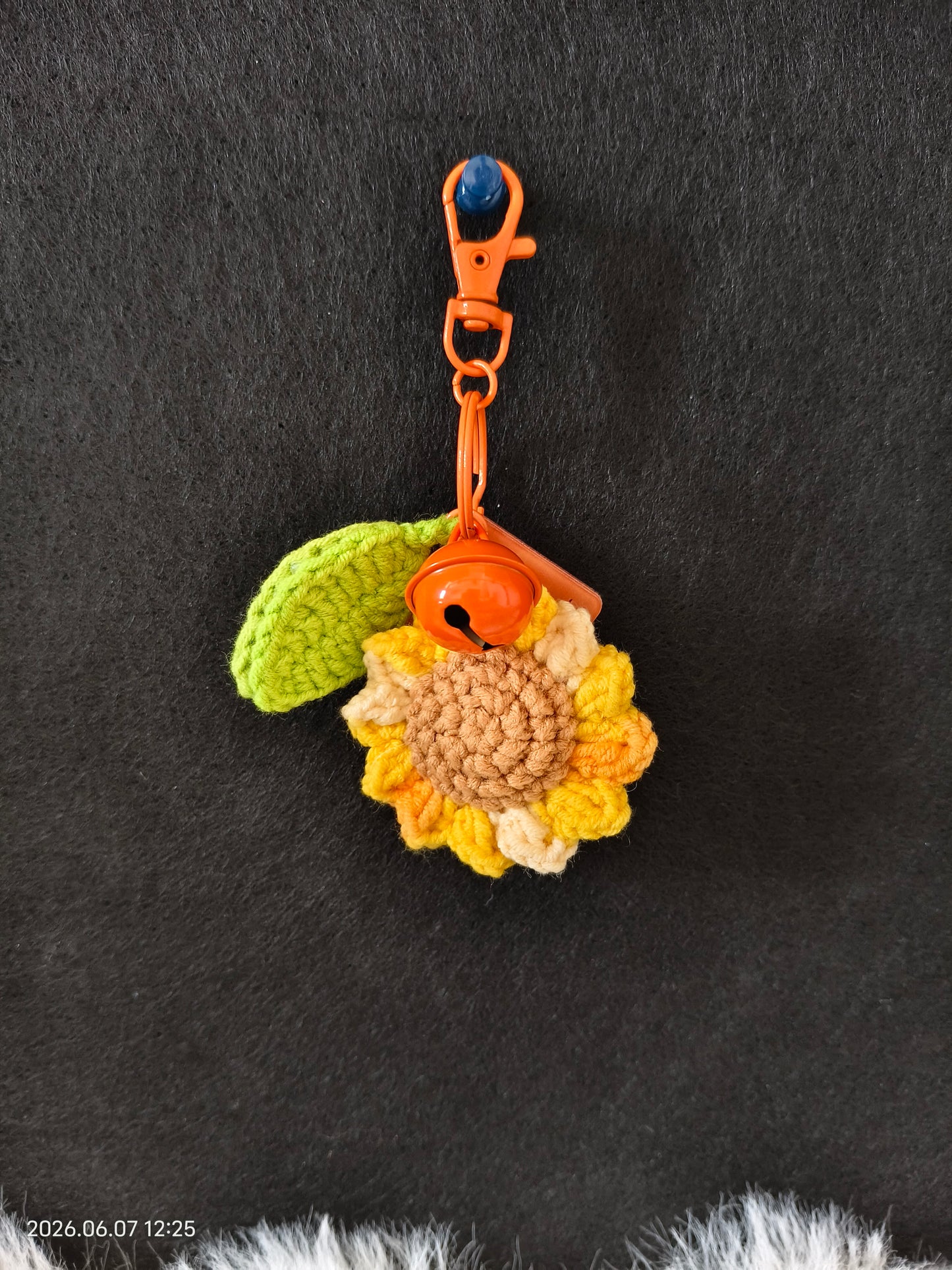 Crochet Sunflower Pendant | Handmade Flower Charm for Bag, Keychain or Rearview Mirror