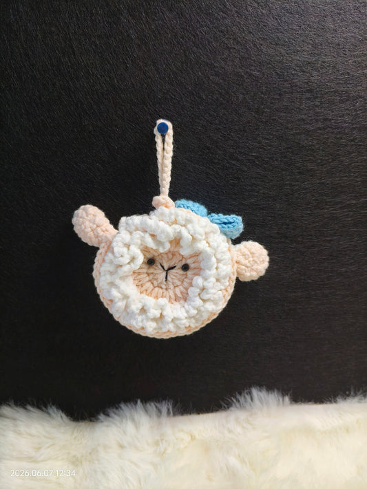 Crochet Sheep Earphone Case | Handmade AirPods Pouch with Strap for Bag or Keychain