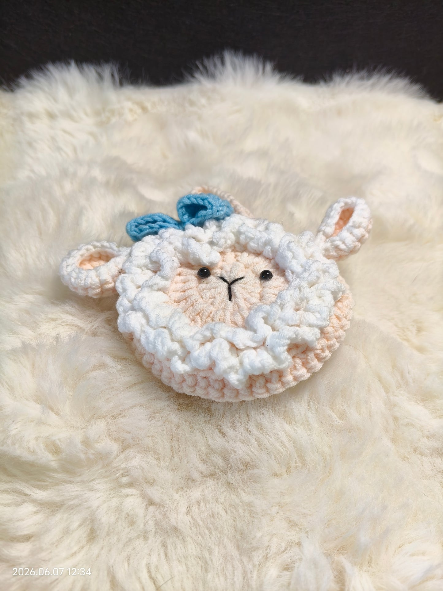 Crochet Sheep Earphone Case | Handmade AirPods Pouch with Strap for Bag or Keychain