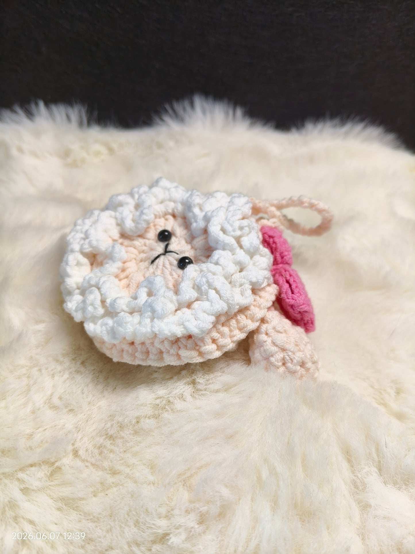 Crochet Sheep Earphone Case | Handmade AirPods Pouch with Strap for Bag or Keychain