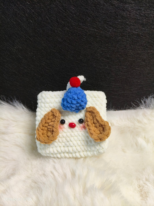 Crochet Dog Earphone Case | Handmade AirPods Pouch with Strap for Bag or Keychain