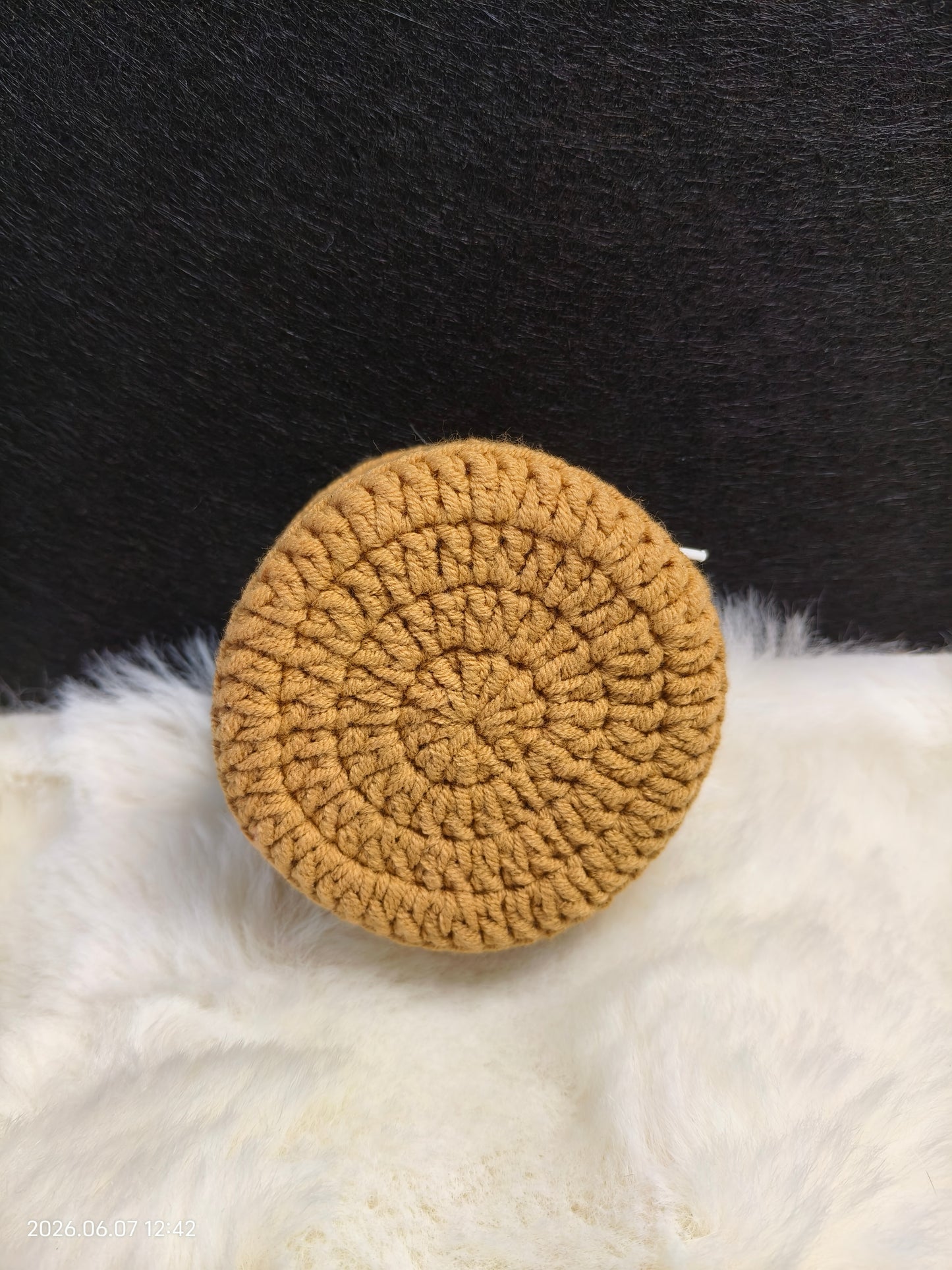 Crochet Fried Egg Earphone Case | Handmade AirPods Pouch or Coin Purse with Strap