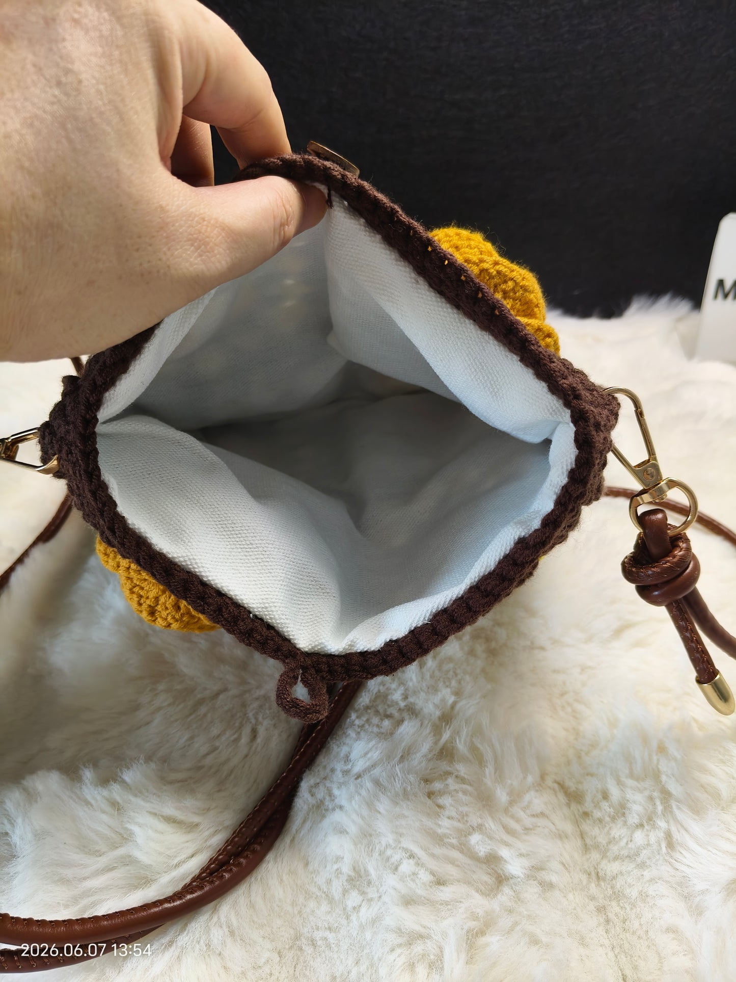 Crochet Granny Square Flower Bag | Handmade Shoulder Bag with Adjustable Strap