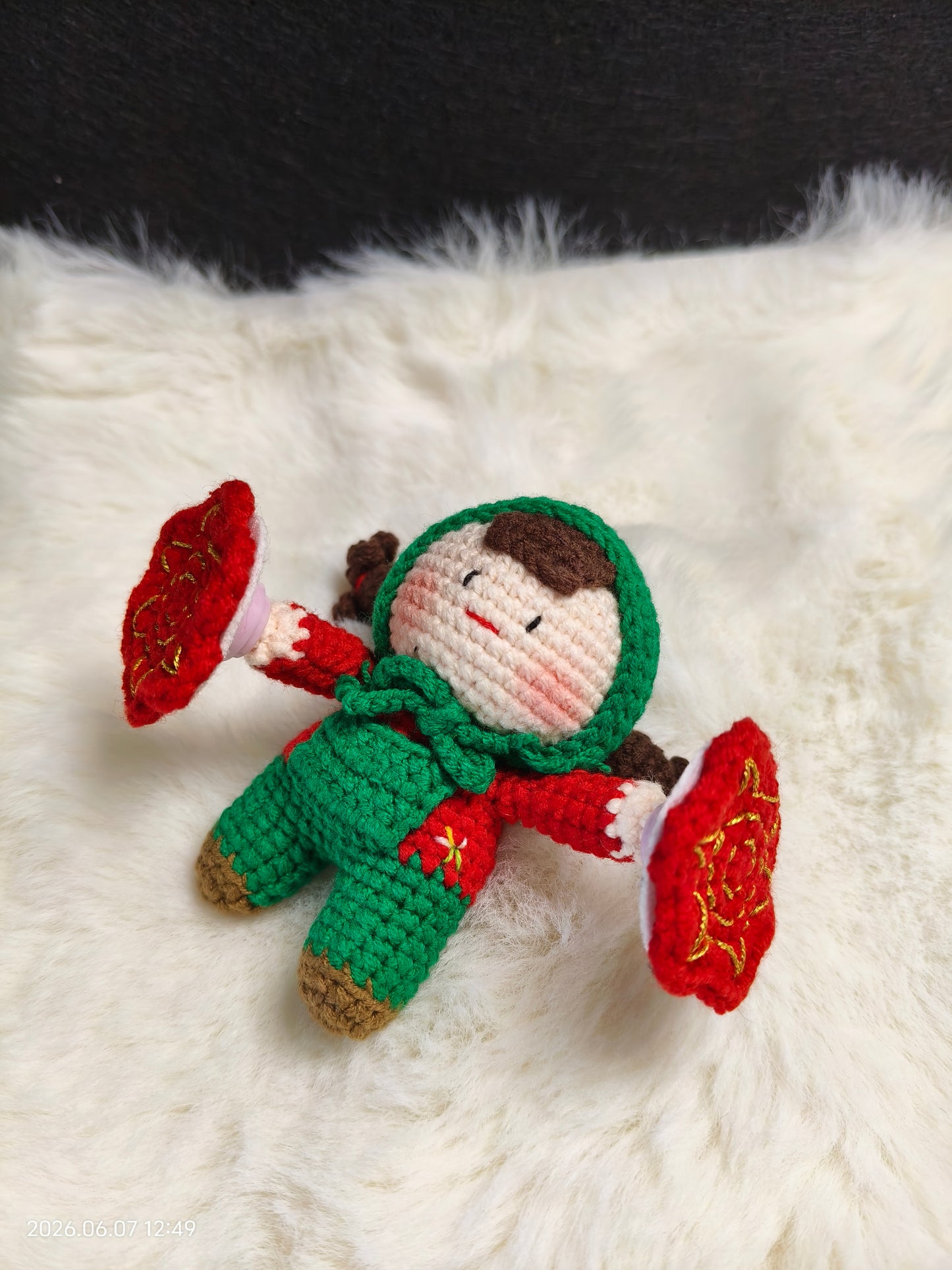 Crochet Dancing Girl Doll | Handmade Amigurumi with Movable Handkerchiefs