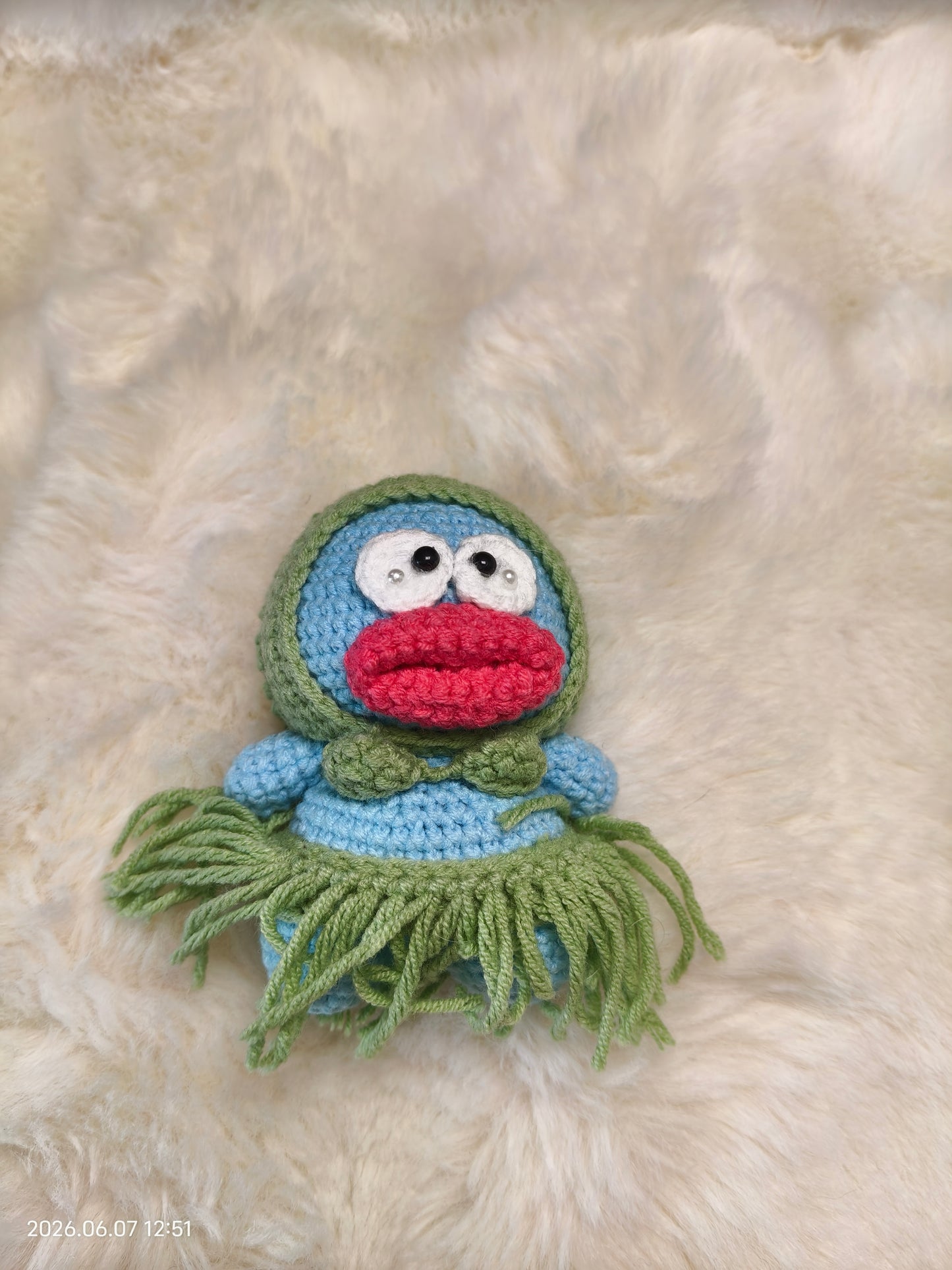 Crochet Ugly Fish with Seaweed Skirt | Handmade Amigurumi Doll for Shelf or Gift