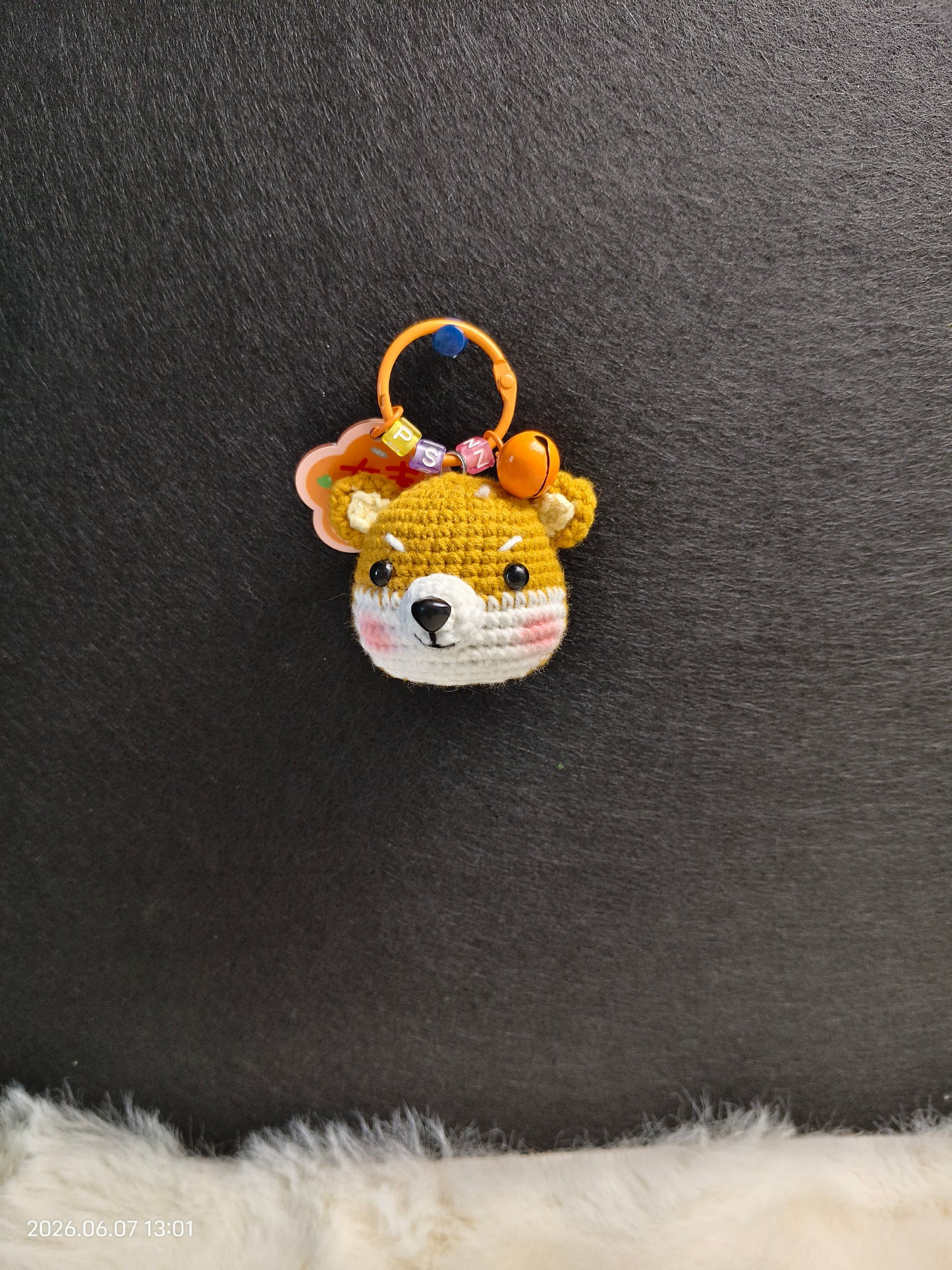 Crochet Dog Head Keychain | Handmade Small Pendant for Bag, Keys or Phone