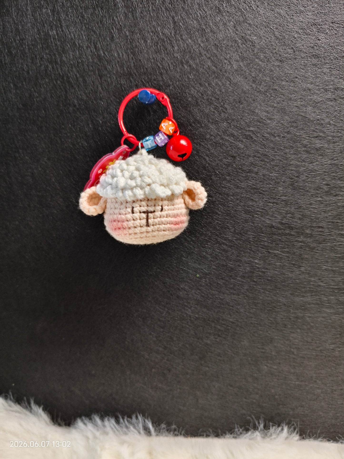 Crochet Sheep Head Keychain | Handmade Small Pendant for Keys, Bag or Phone