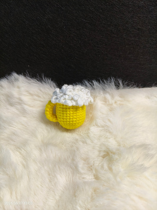 Crochet Beer Mug with Foam | Handmade Mini Drink Keychain or Bag Charm