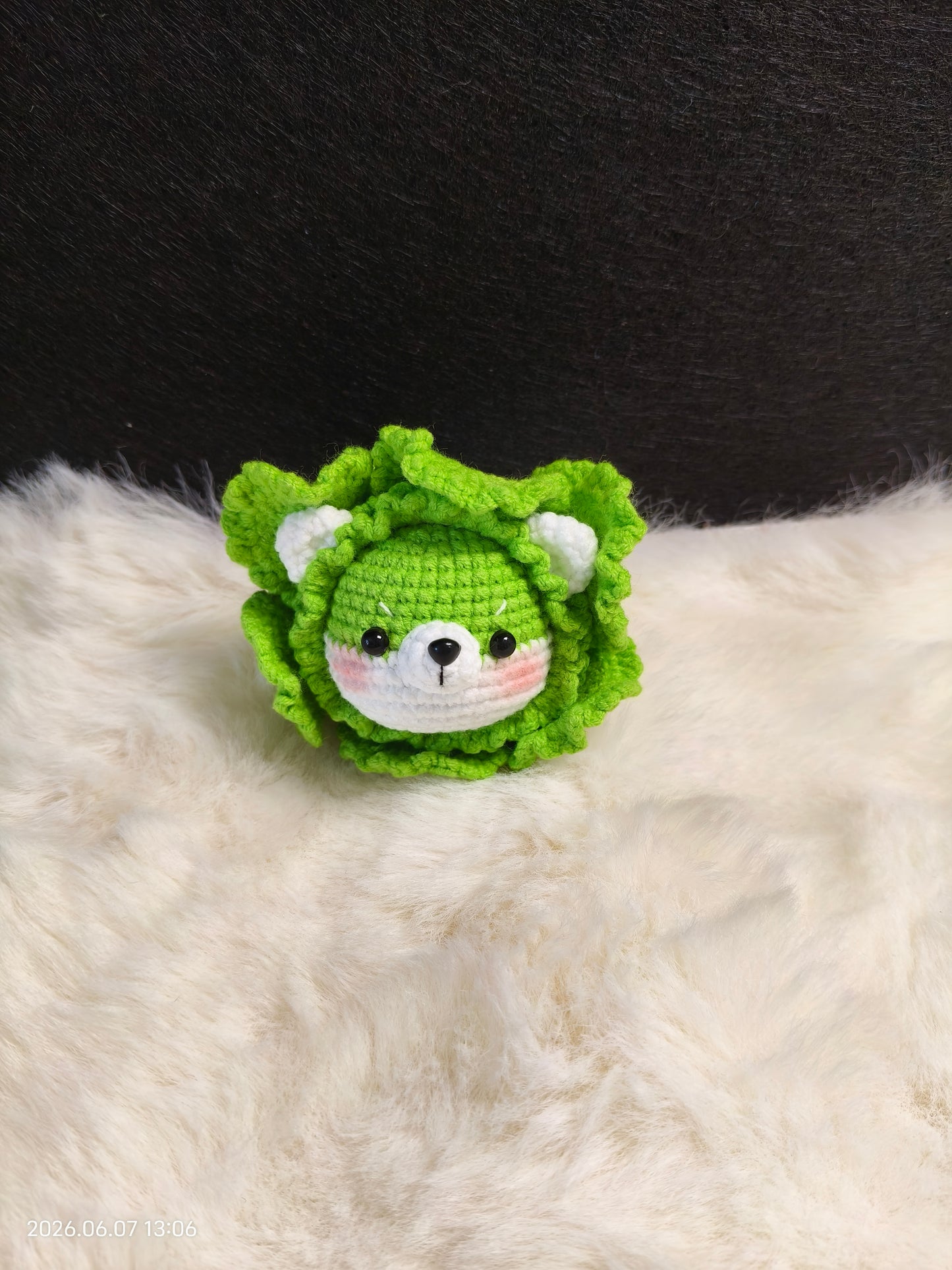 Crochet Cabbage Dog Head | Handmade Amigurumi Keychain or Bag Charm