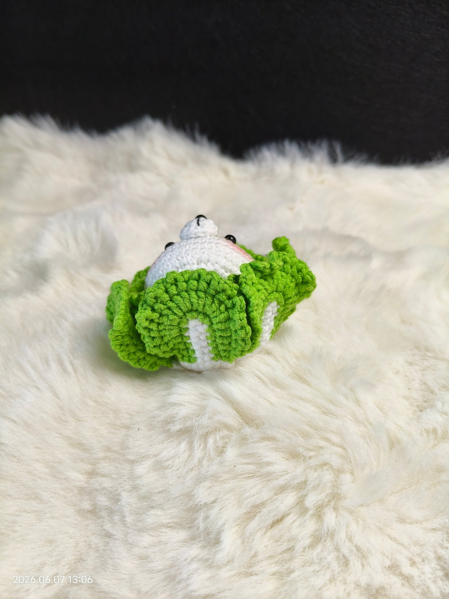 Crochet Cabbage Dog Head | Handmade Amigurumi Keychain or Bag Charm