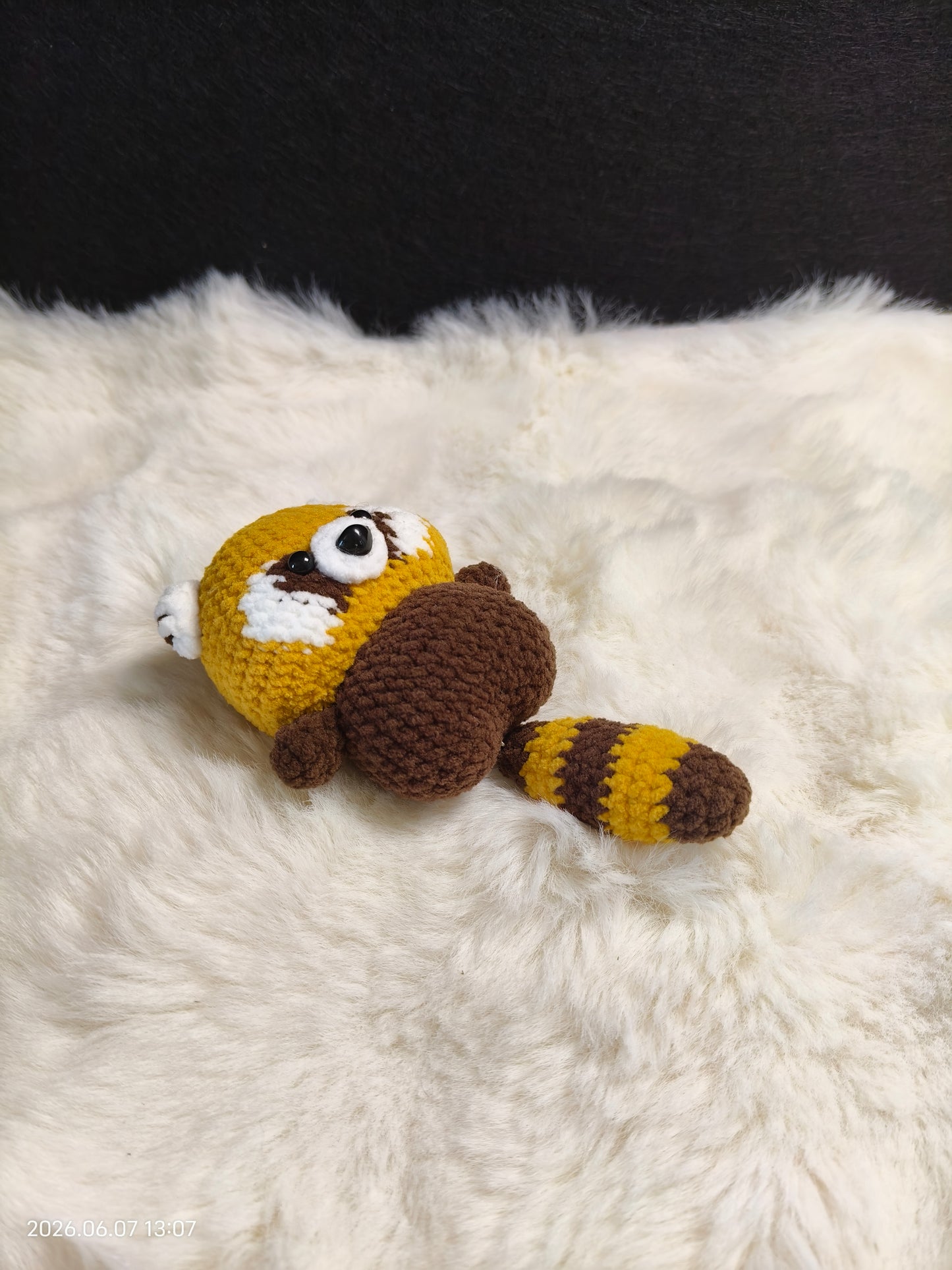 Crochet Raccoon with Movable Tail | Handmade Amigurumi for Shelf or Gift