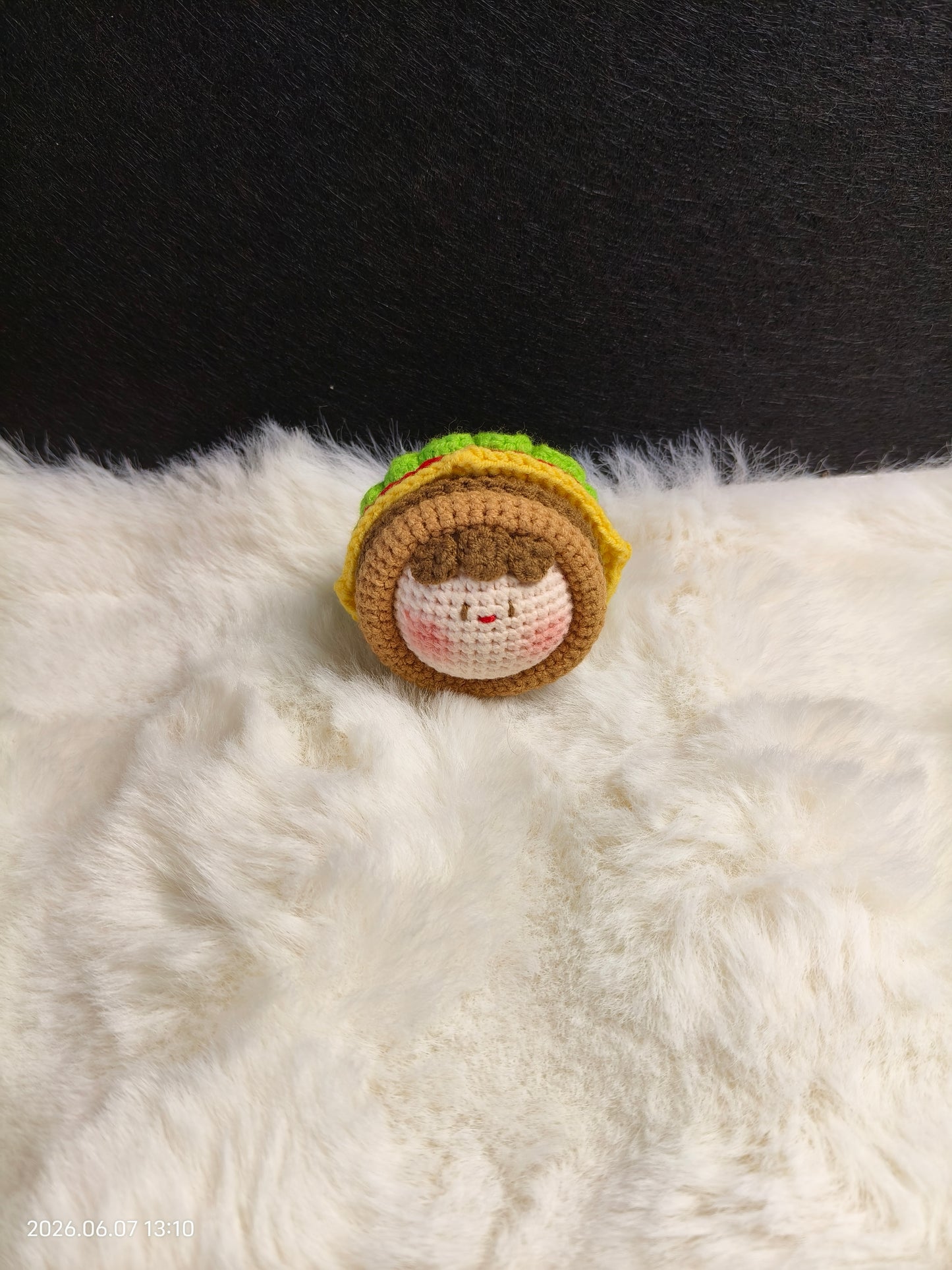 Crochet Hamburger Bun Ball | Handmade Amigurumi Keychain or Bag Charm