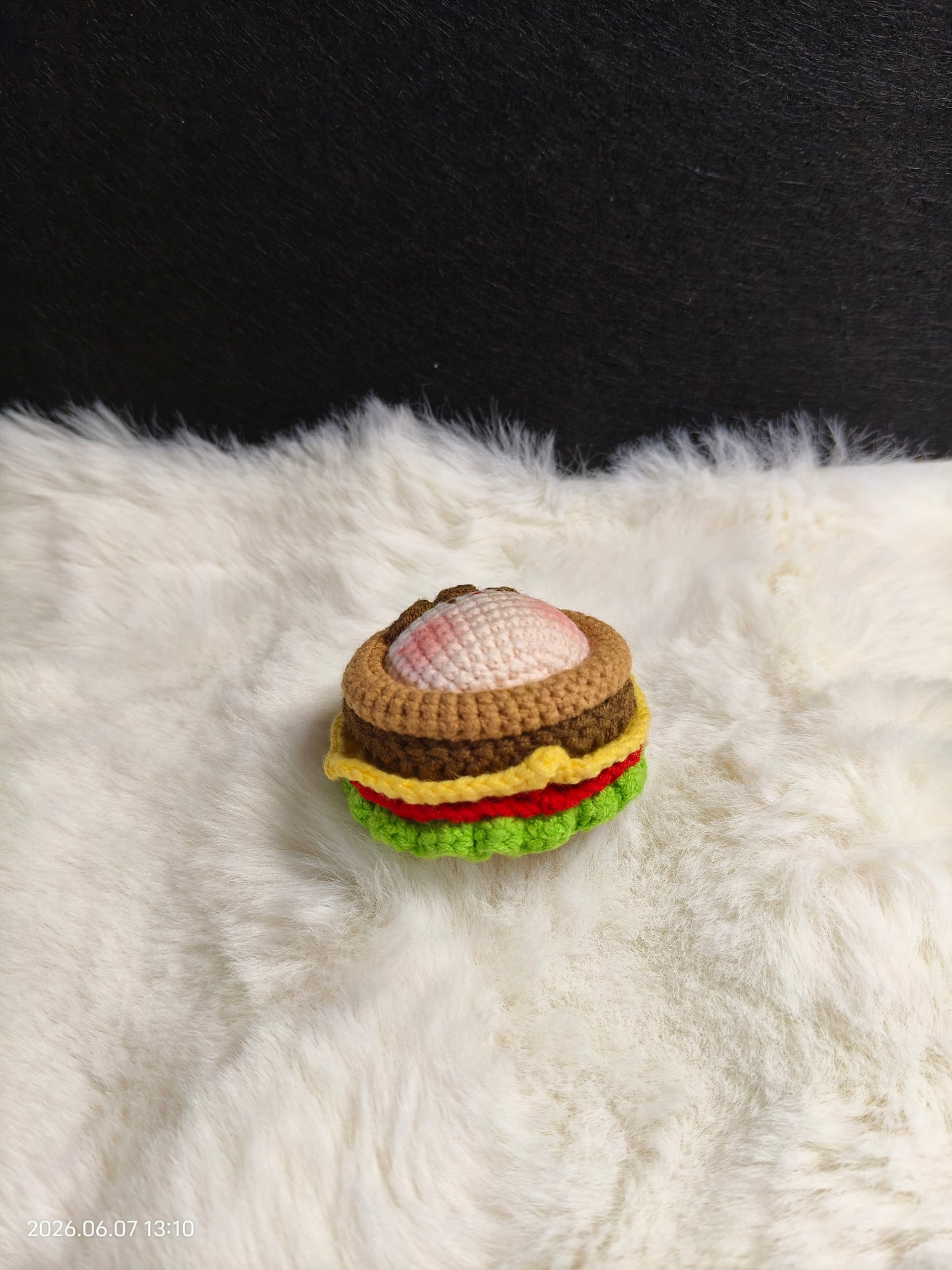 Crochet Hamburger Bun Ball | Handmade Amigurumi Keychain or Bag Charm