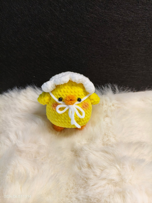 Crochet Little Duck | Handmade Small Yellow Duckling Figurine for Shelf or Desk