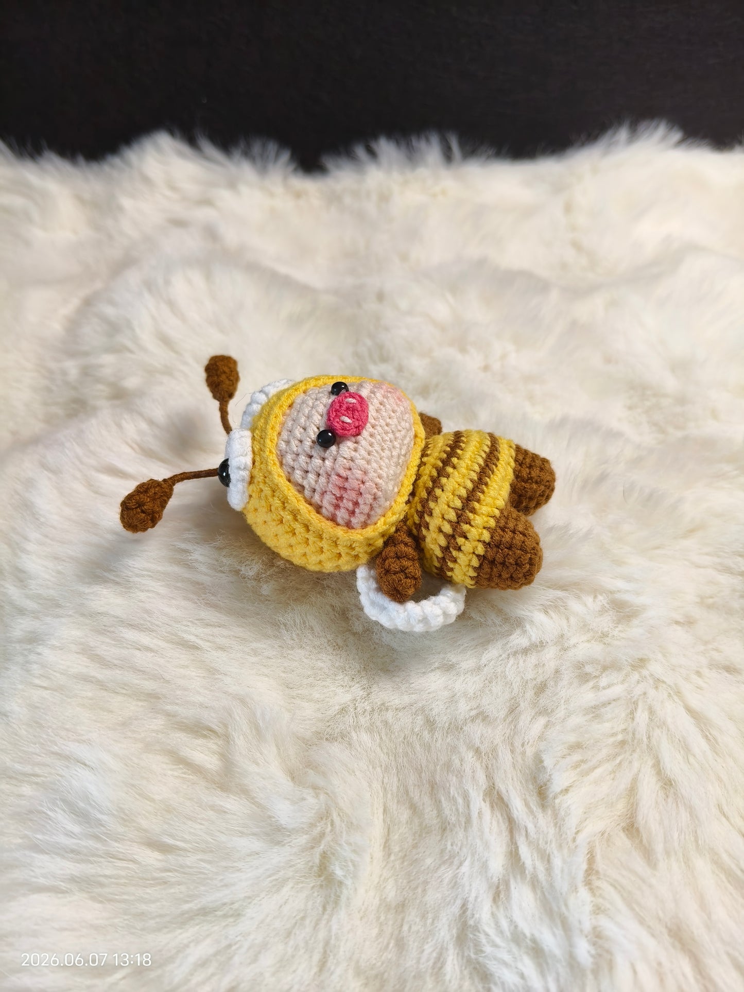 Crochet Pig in Bee Costume | Handmade Amigurumi with Removable Bee Hat