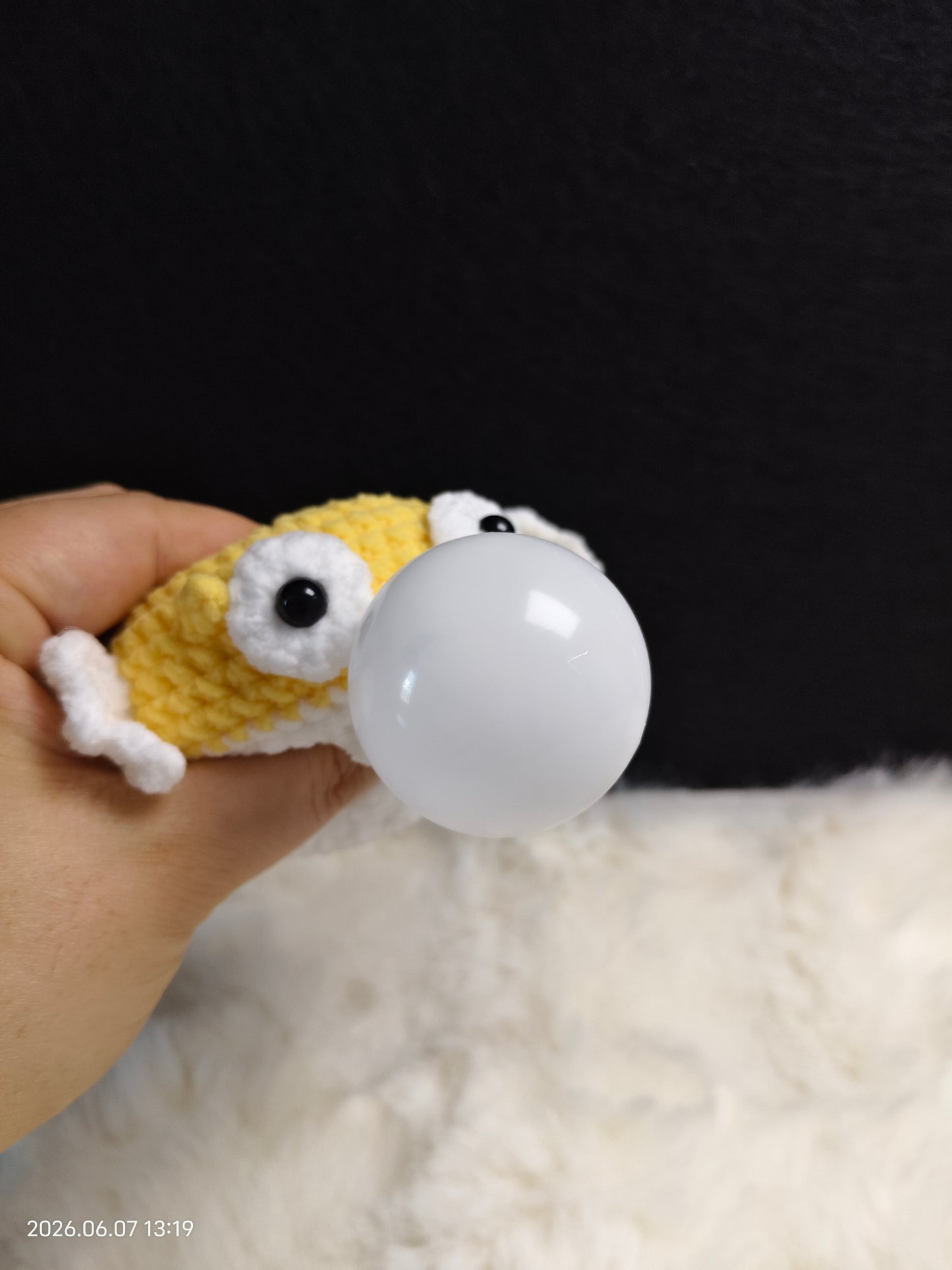 Crochet Blowing Bubble Chubby Fish | Handmade Amigurumi Plush Toy for Shelf or Gift