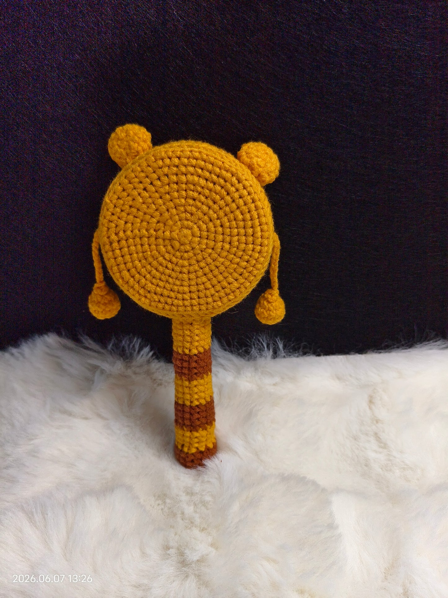 Crochet Tiger Rattle | Handmade Baby Rattle Drum with Amigurumi Tiger for Newborn Gift