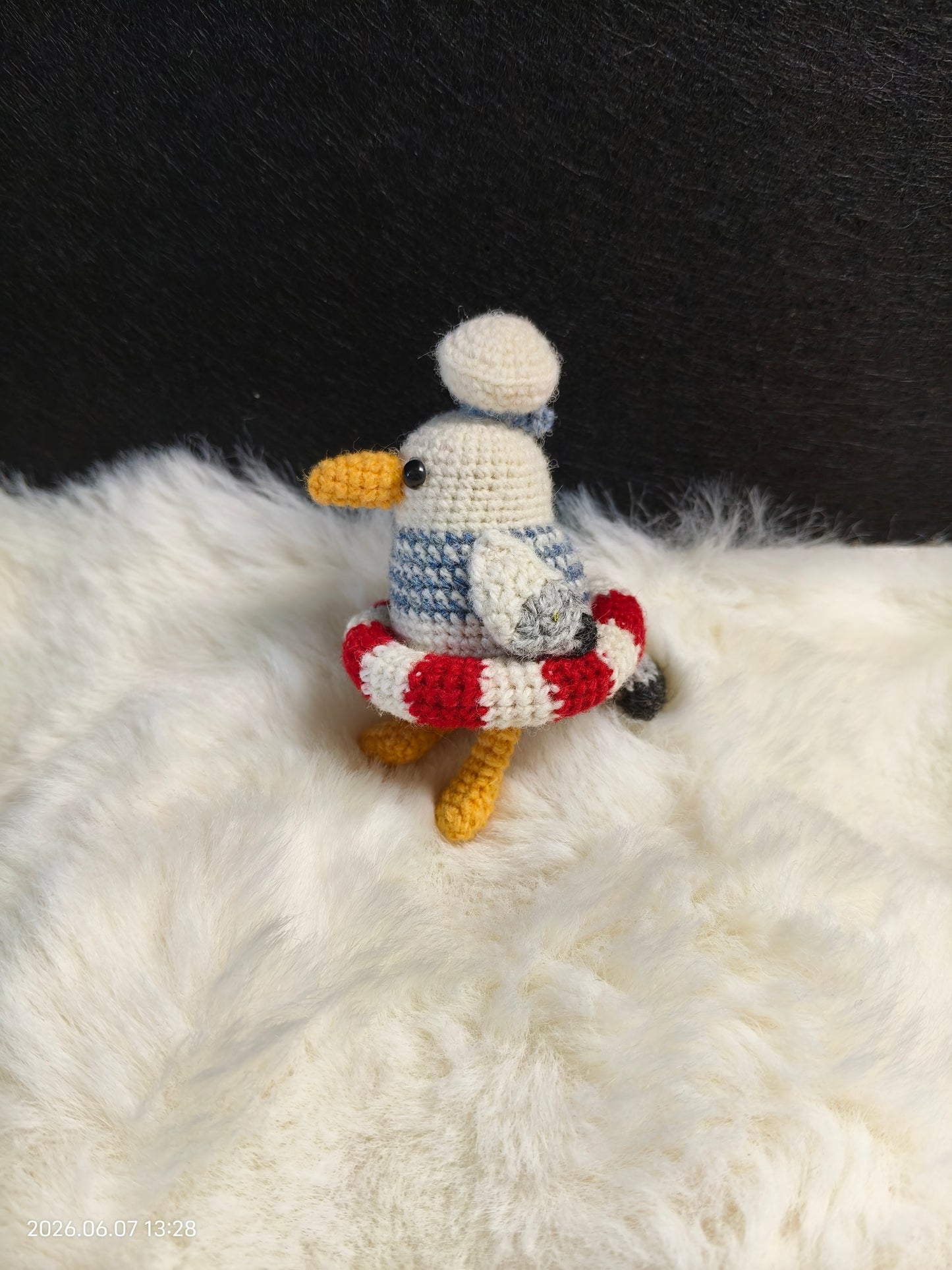 Crochet Seagull with Swim Ring | Handmade Wool Amigurumi