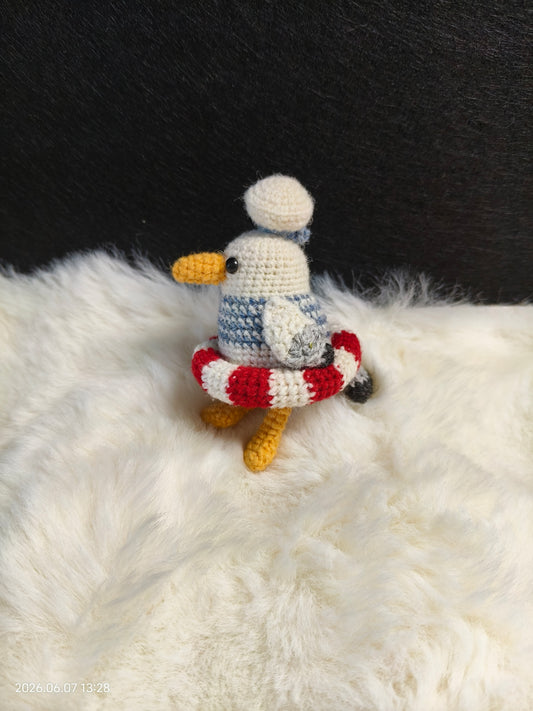 Crochet Seagull with Swim Ring | Handmade Wool Amigurumi