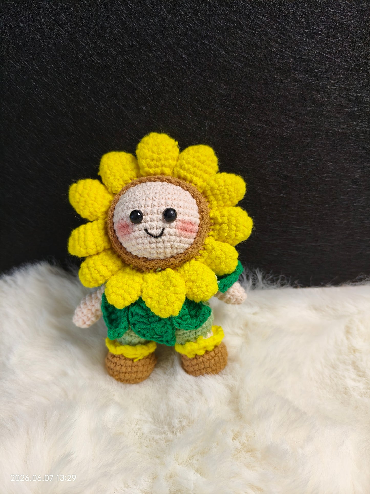 Crochet Sunflower Doll | Handmade Amigurumi Flower Character for Shelf or Gift