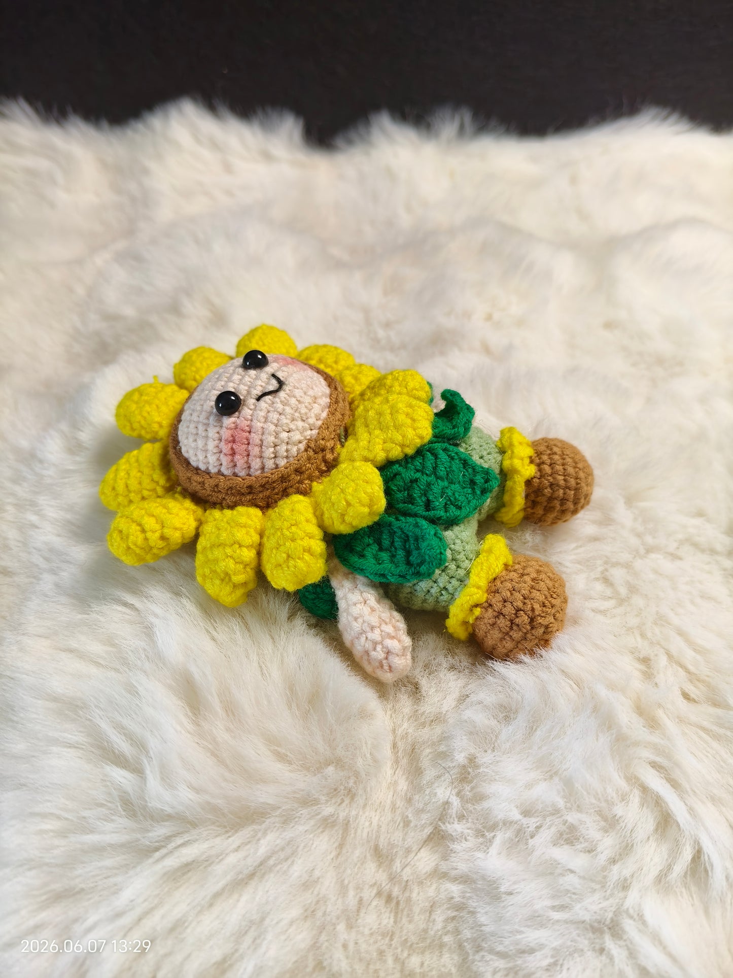Crochet Sunflower Doll | Handmade Amigurumi Flower Character for Shelf or Gift
