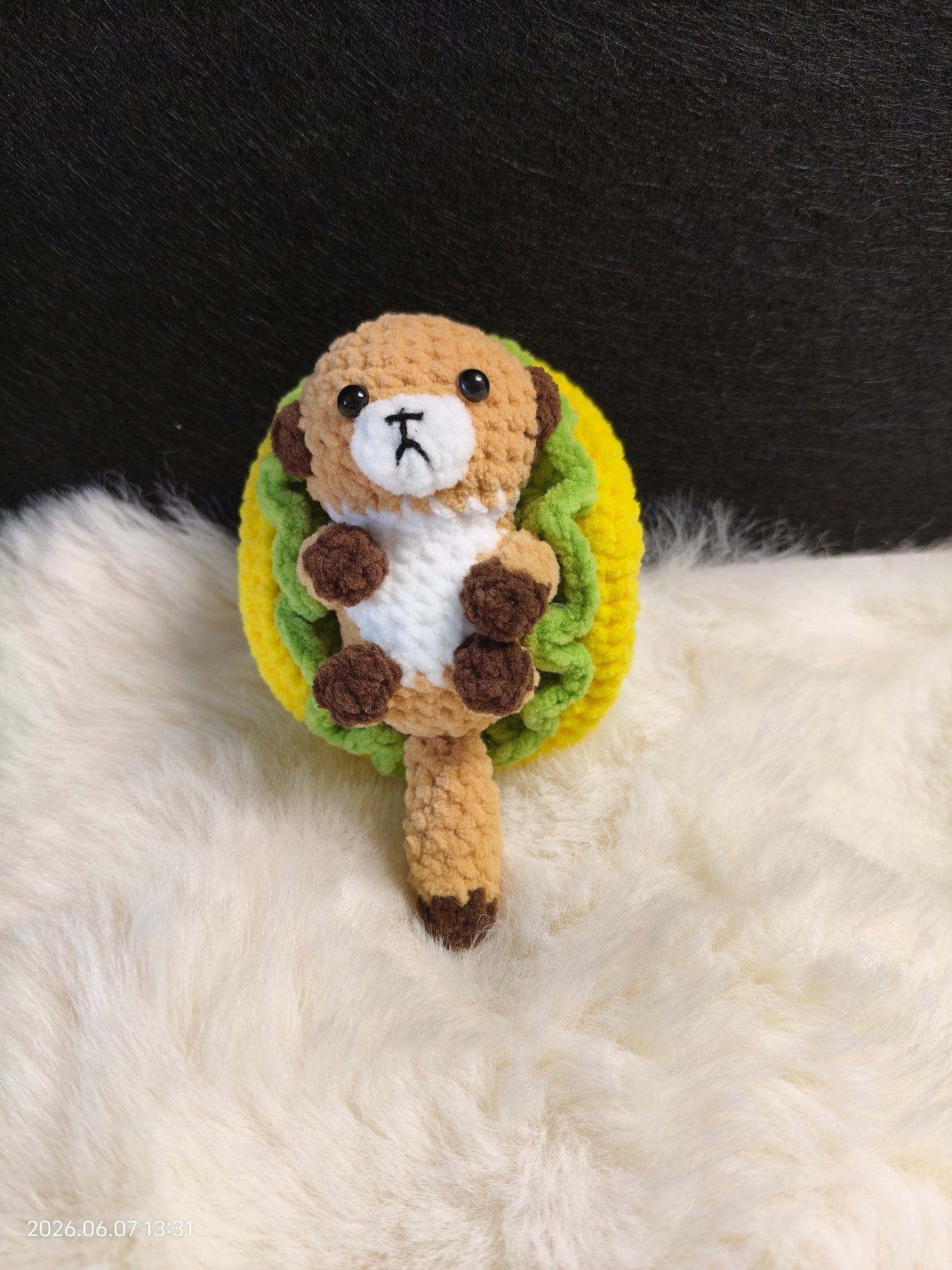 Crochet Hot Dog Otter | Handmade Amigurumi Food Character for Shelf or Gift