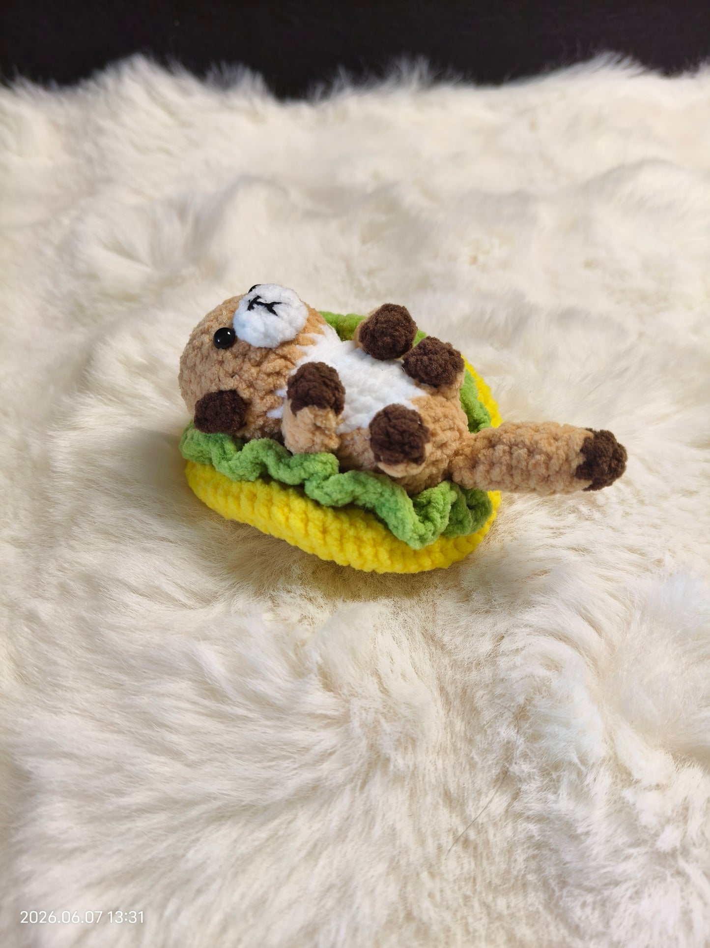 Crochet Hot Dog Otter | Handmade Amigurumi Food Character for Shelf or Gift