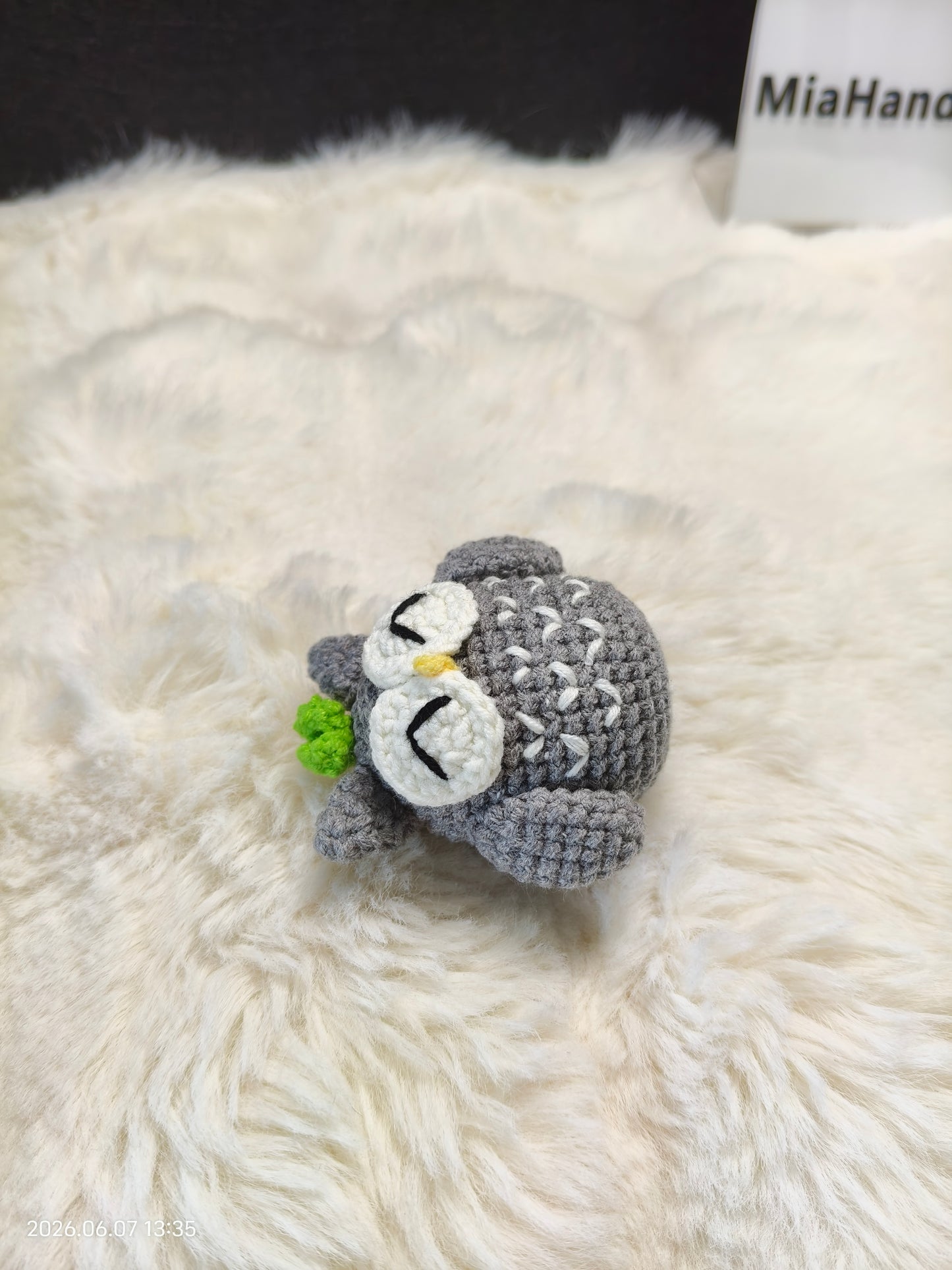 Crochet Little Owl Figurine | Handmade Amigurumi Bird for Shelf or Desk