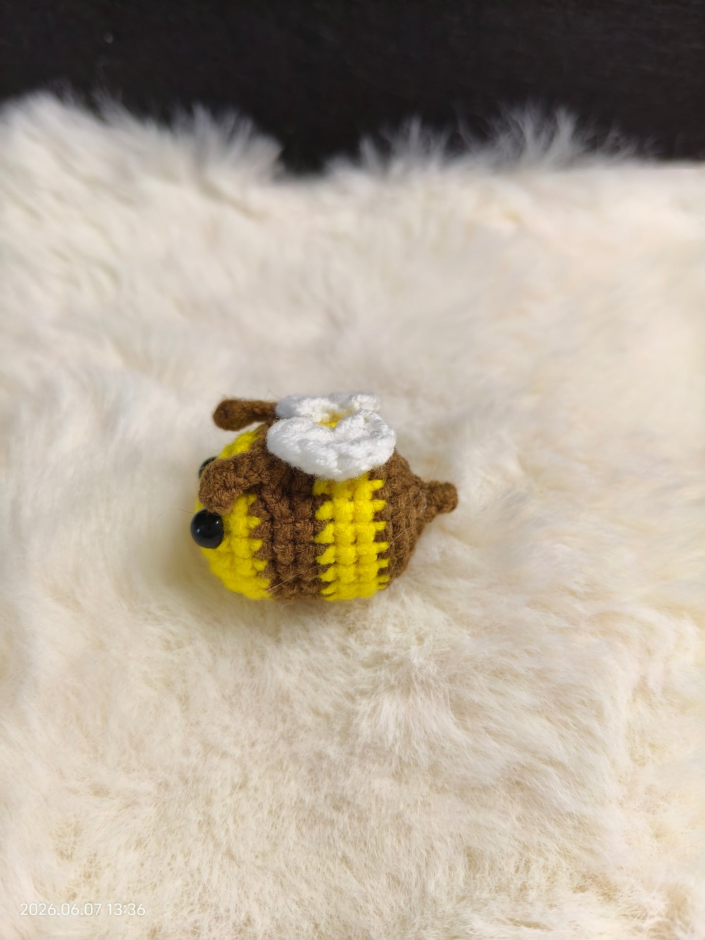 Crochet Tiny Bee Figurine | Handmade Mini Amigurumi Bee for Shelf or Desk