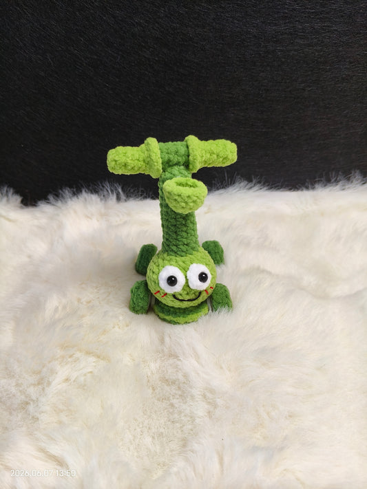 Crochet Frog on Scooter | Handmade Amigurumi with Rolling Wheels for Shelf or Gift