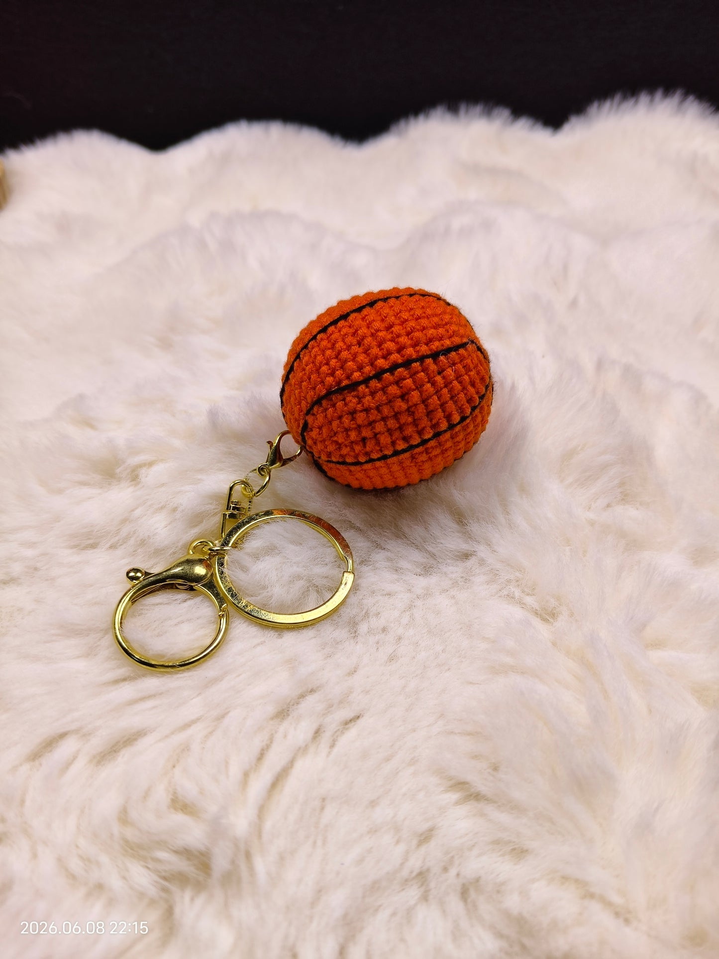 Crochet Basketball Keychain | Handmade Mini Sports Pendant for Keys or Bag