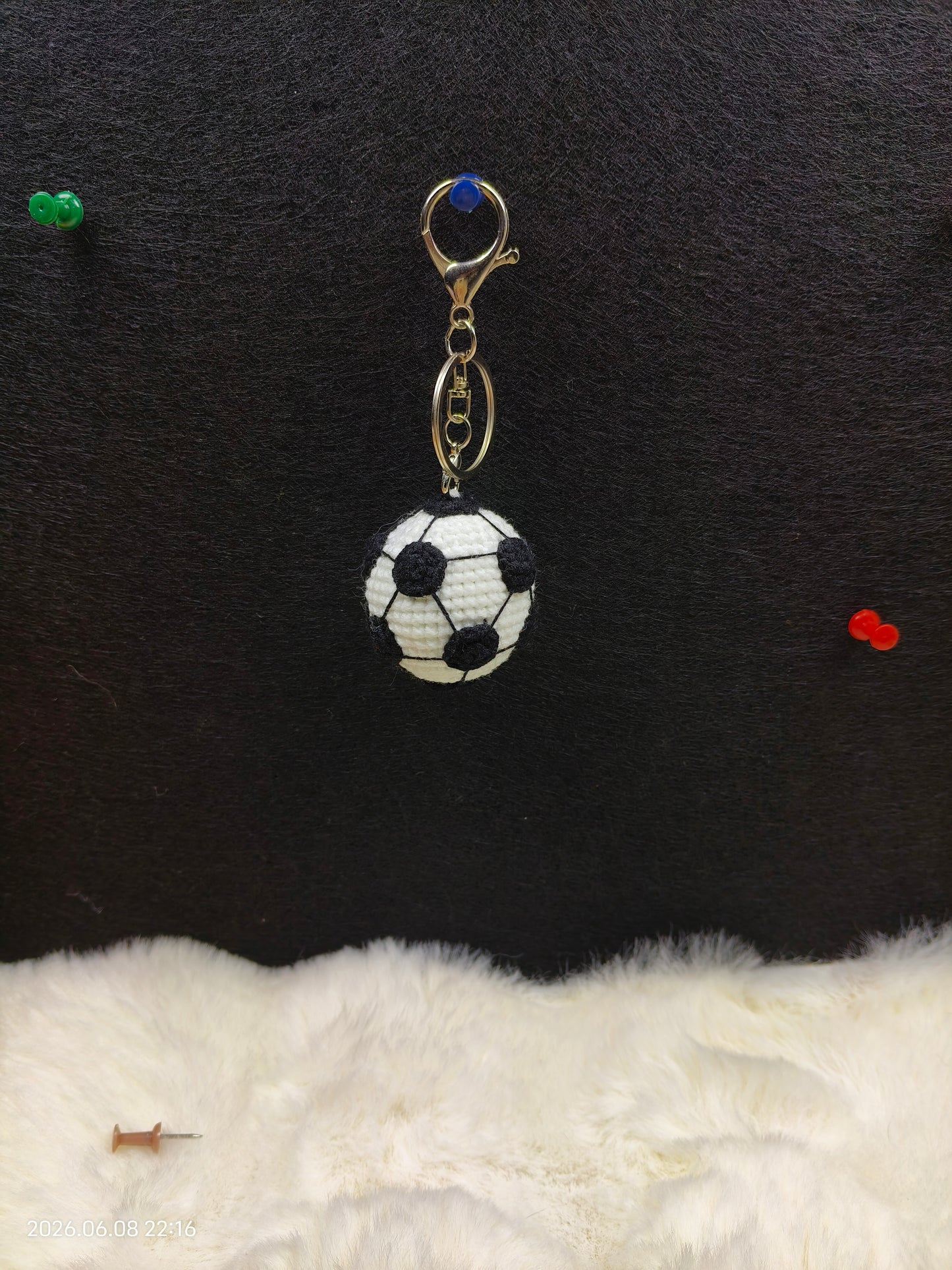Crochet Soccer Ball Keychain | Handmade Mini Football Pendant for Keys or Bag