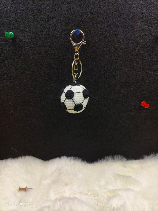 Crochet Soccer Ball Keychain | Handmade Mini Football Pendant for Keys or Bag