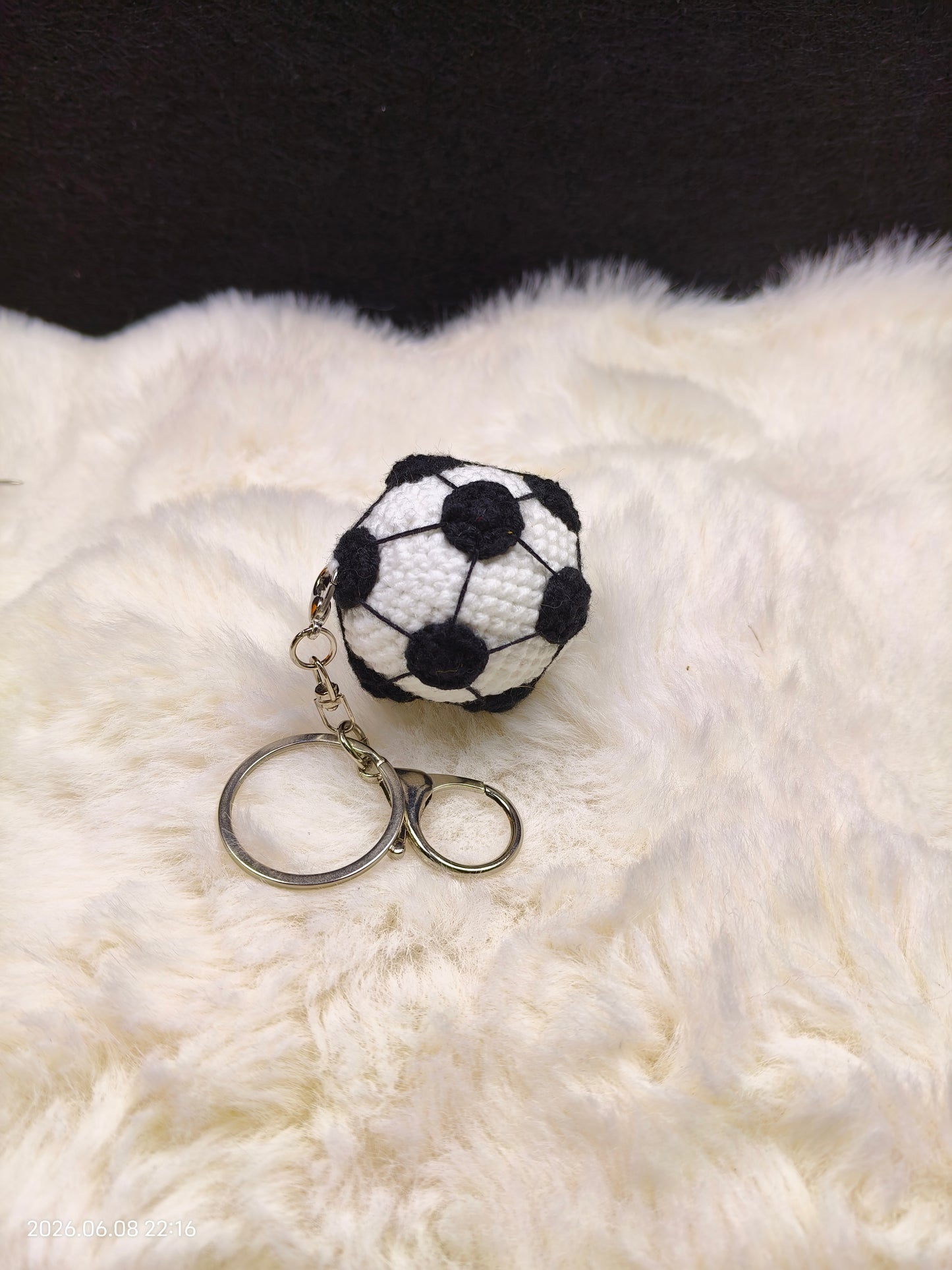 Crochet Soccer Ball Keychain | Handmade Mini Football Pendant for Keys or Bag