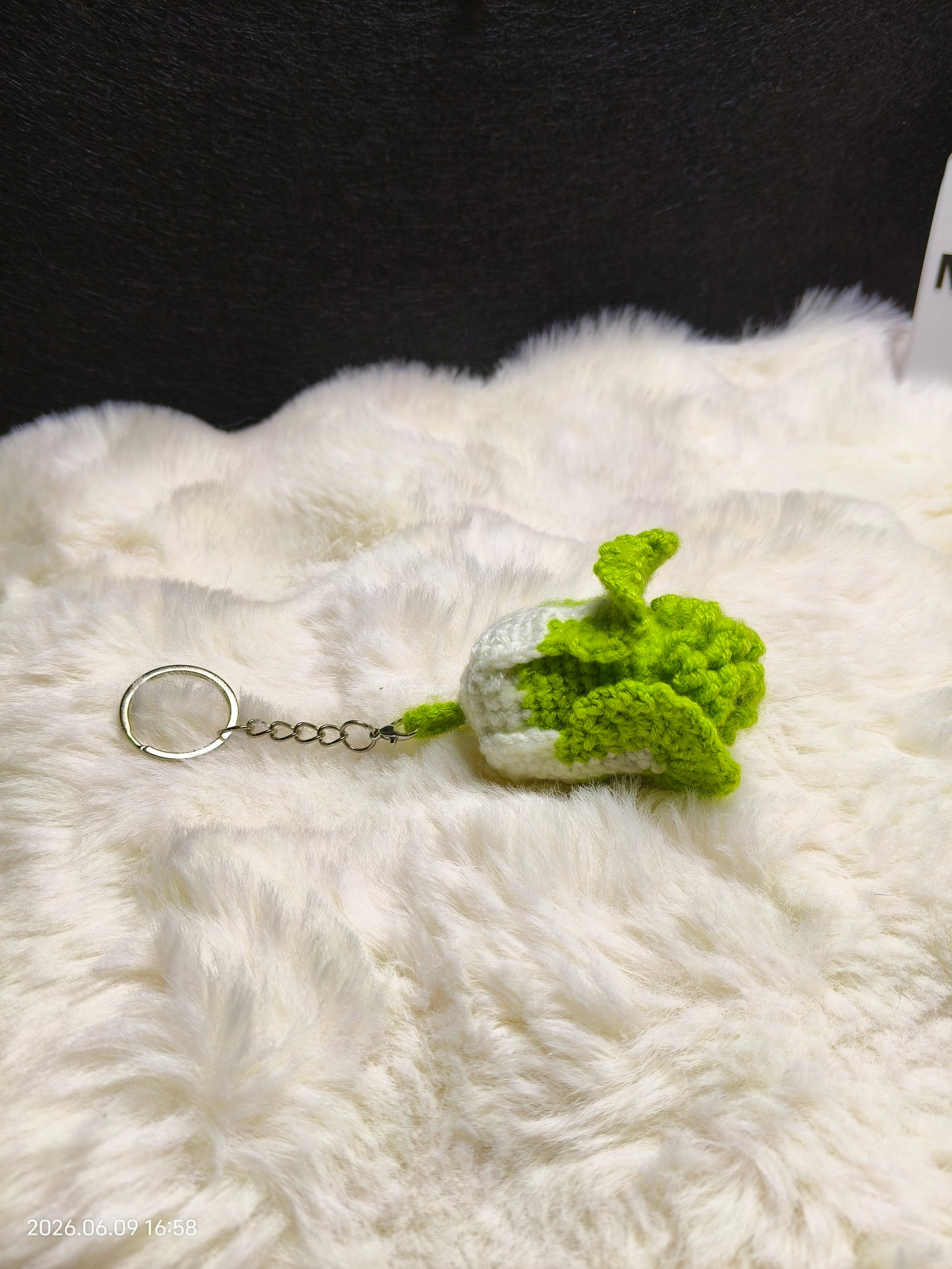 Crochet Cabbage Pendant | Handmade Vegetable Keychain or Bag Charm