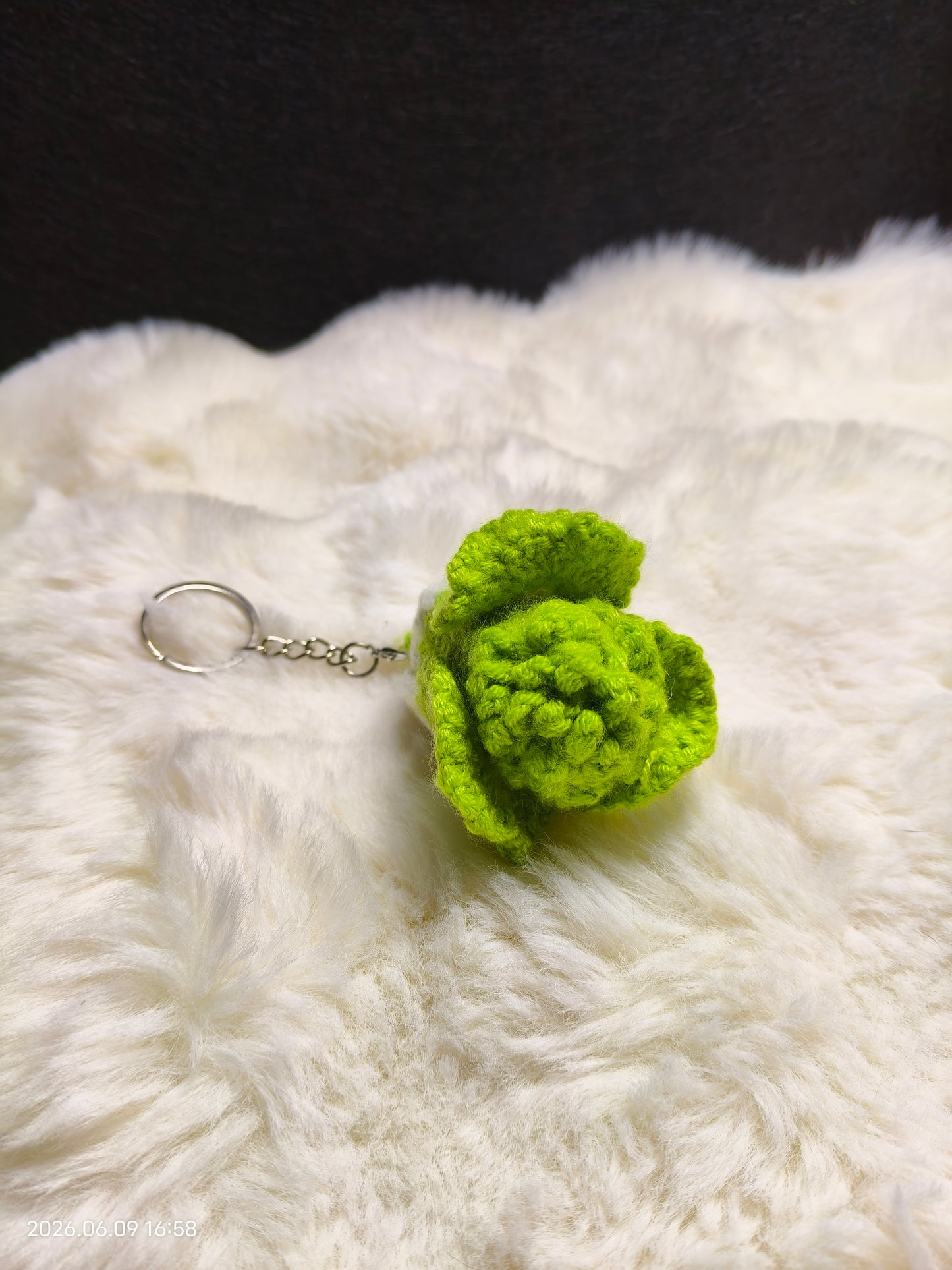 Crochet Cabbage Pendant | Handmade Vegetable Keychain or Bag Charm