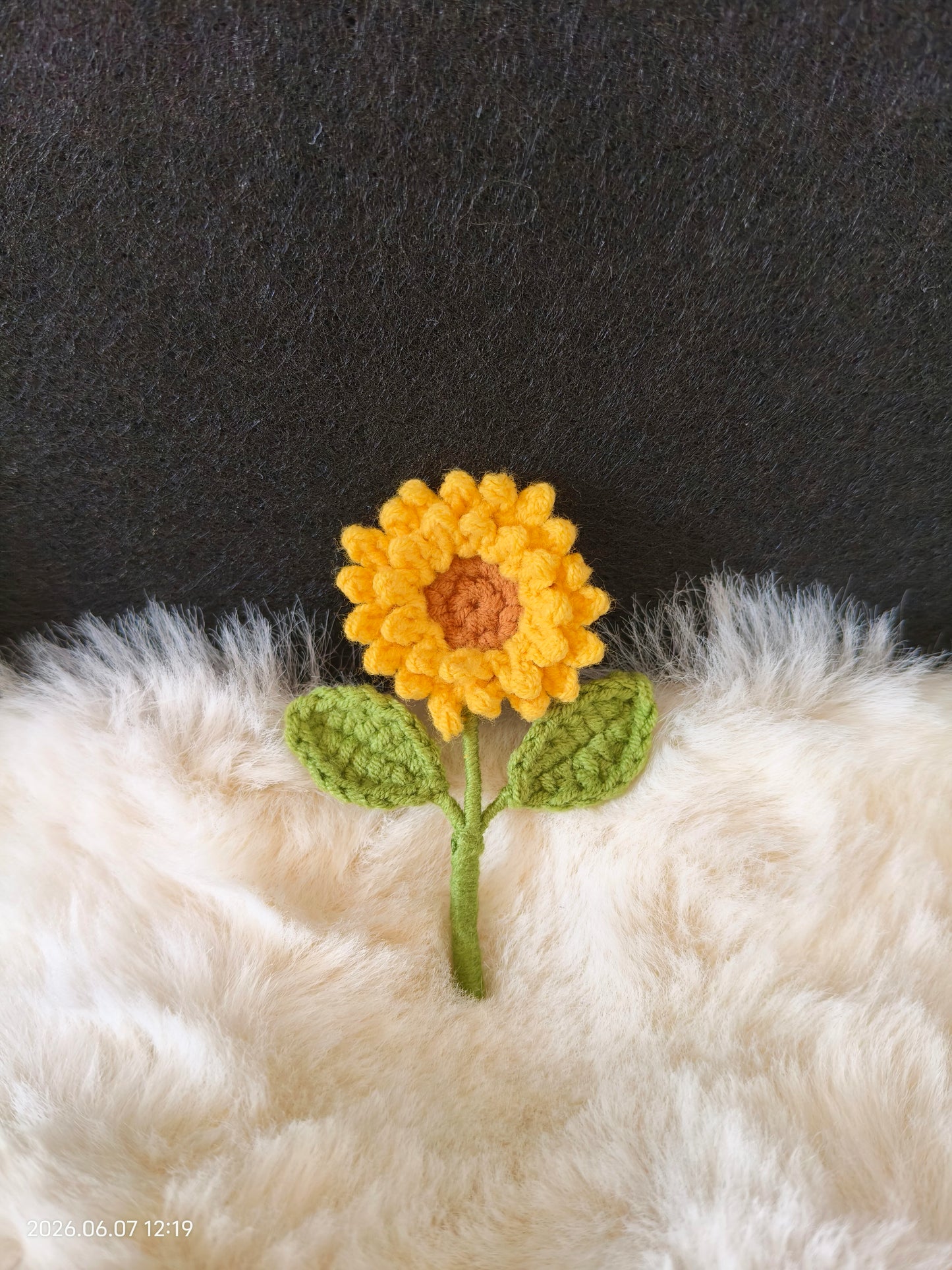 Crochet Sunflower Brooch | Handmade Pin for Bag, Hat, or Jacket Decor