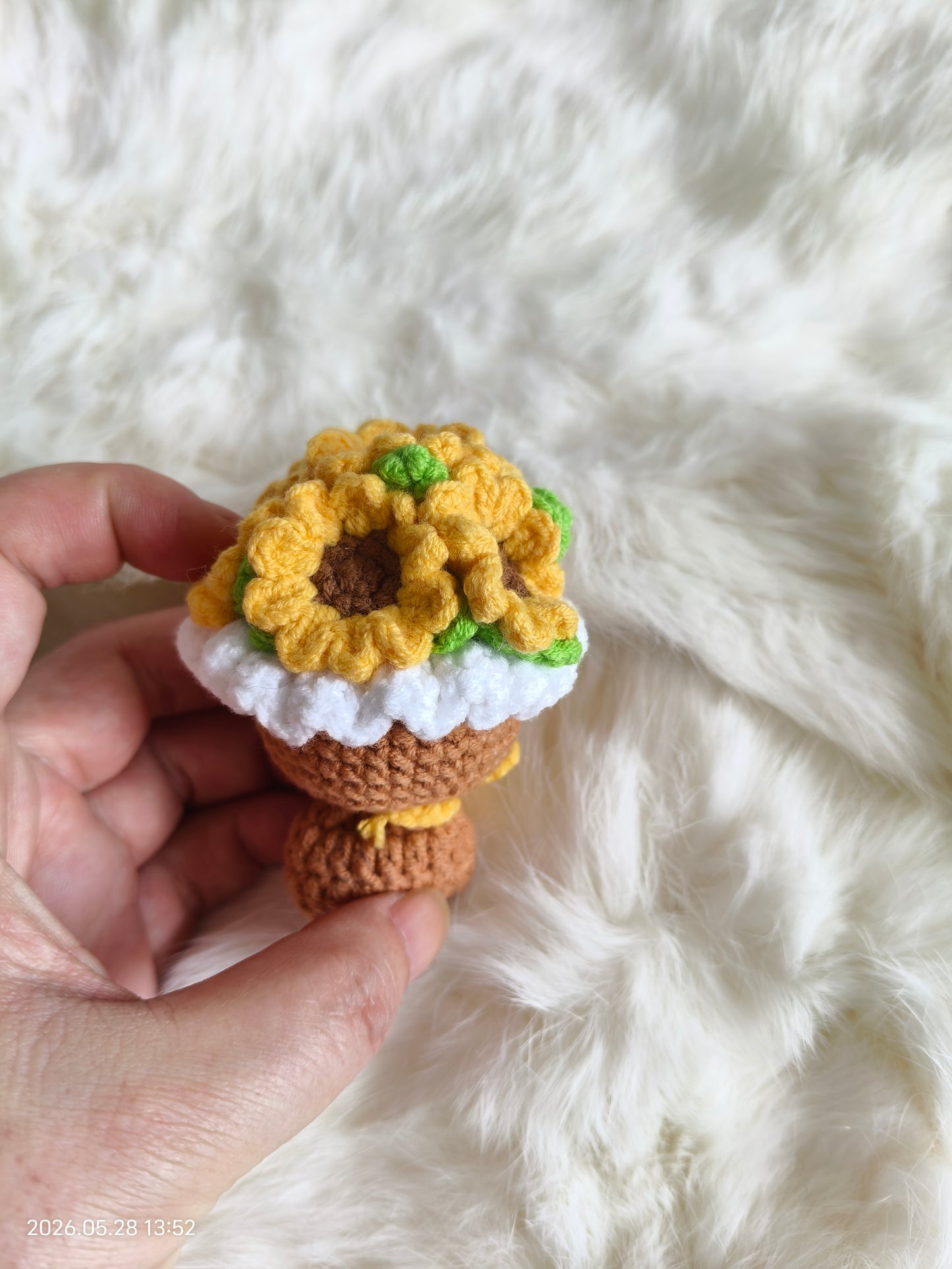 Handmade Sunflower Crochet Bouquet – Tiny Forever Gift for Home Decor