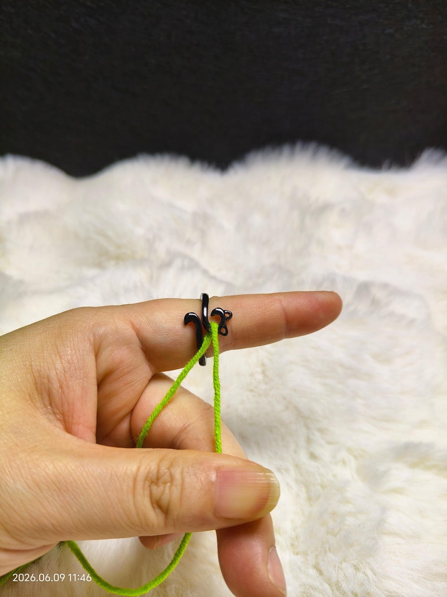 Crochet Tension Ring – Black Cat Design with Adjustable Band | Yarn Guide for Even Stitches